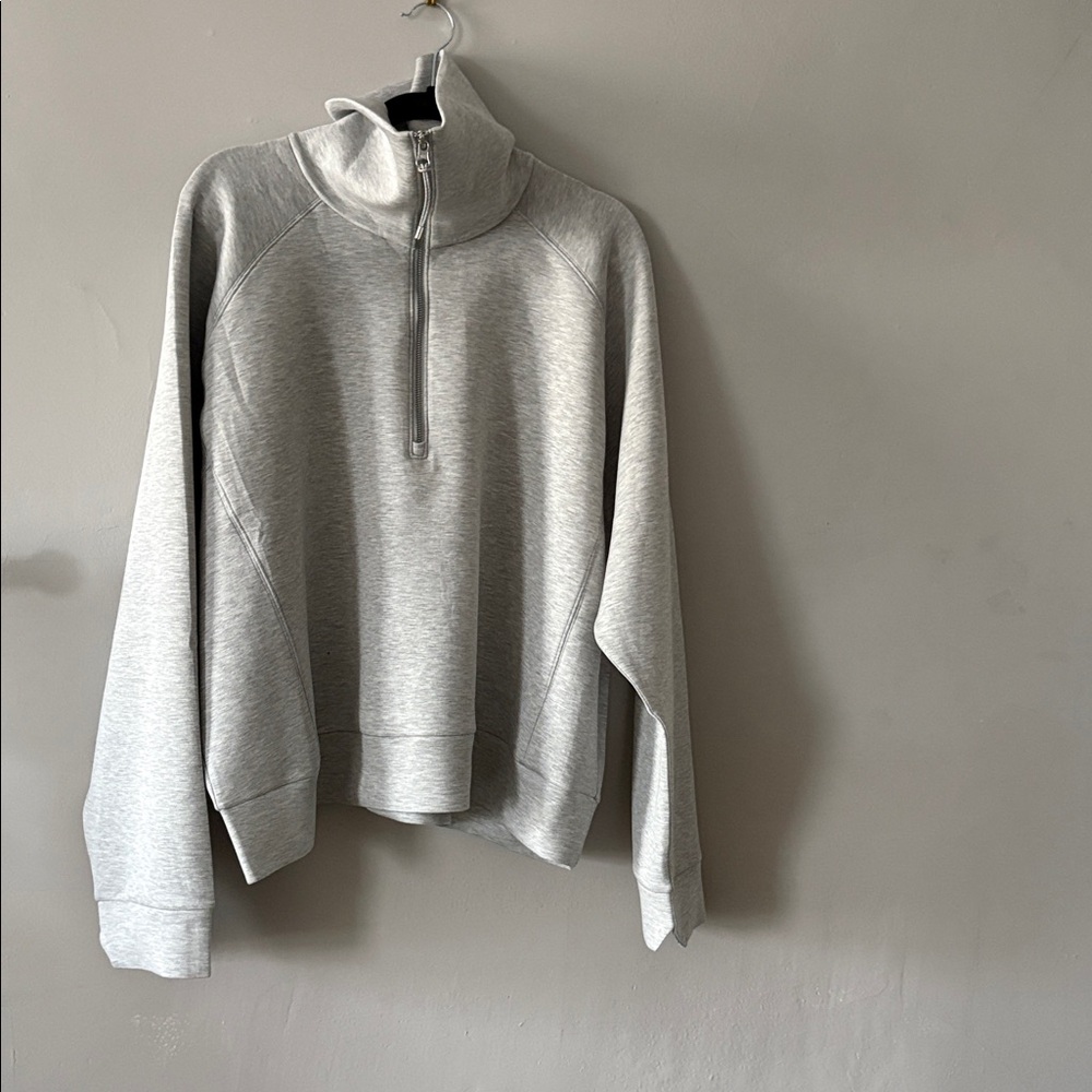 Spanx air essentials half zip light grey heather … - image 11